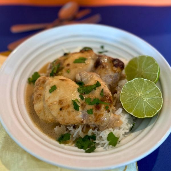 Satay Chicken served