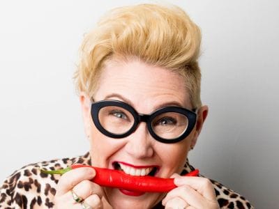 The Last Supper Podcast Steph De Sousa biting chilli