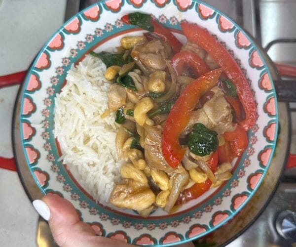 Chicken and Cashew Nut served