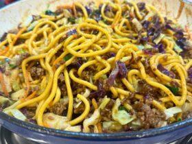 4 Ingredient Beef Teriyaki Noodles cooking