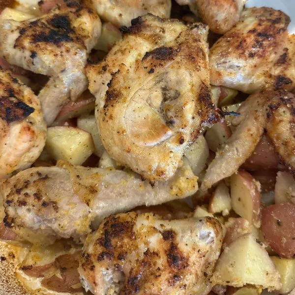 Lemon Garlic Chicken and Potatoes cooked