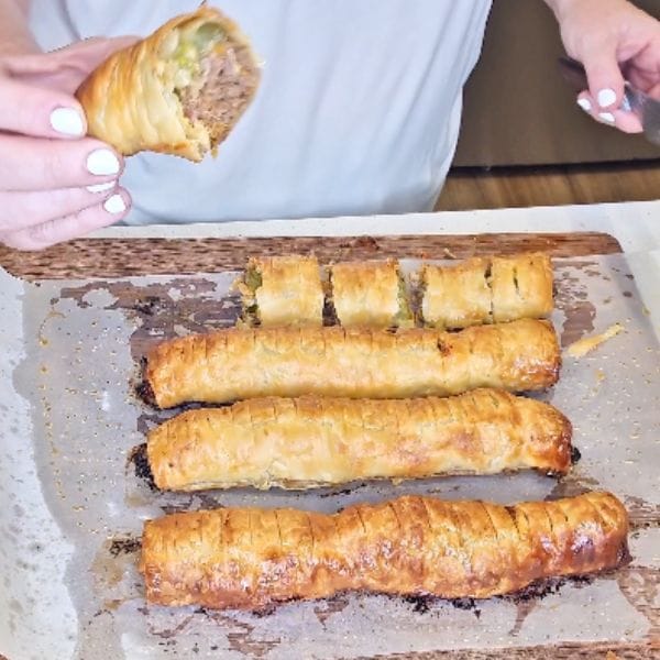 Cheeseburger Sausage Rolls cooked