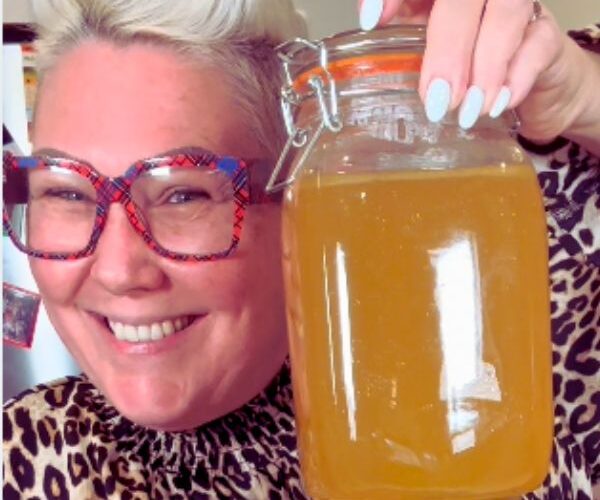 Chicken Broth cooked in jar