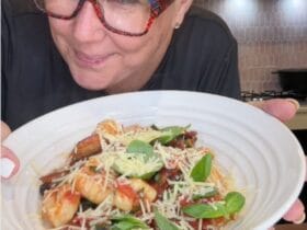 Gnocchi with Chorizo, Tomato and Olive served