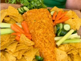 Easter cheese ball served on platter