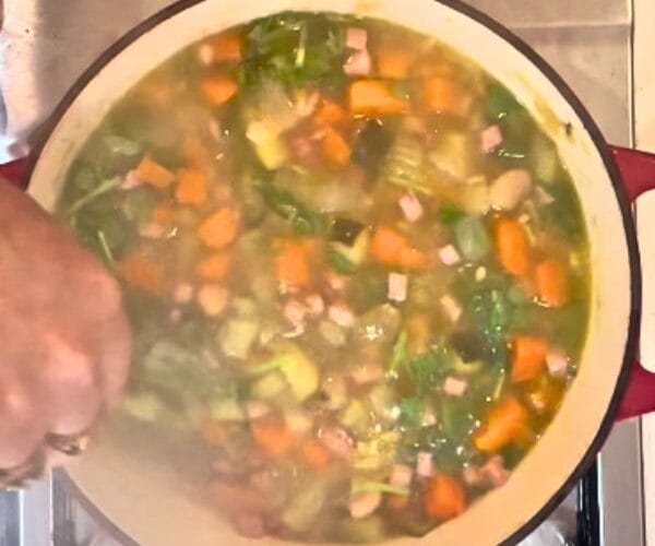 Bacon and Bean Soup cooking