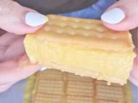 Lemon Custard Slice served