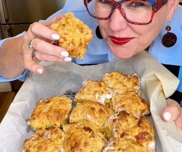 Pumpkin Soup and Cheese Scones cooked and holding