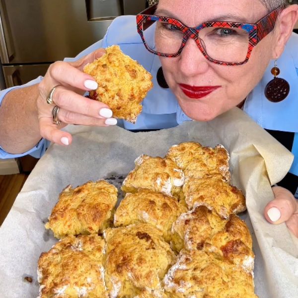 Pumpkin Soup and Cheese Scones cooked and holding