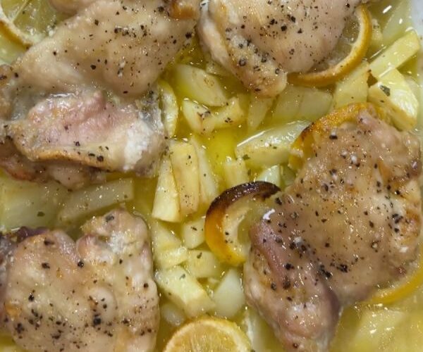 lemon chicken and potatoes cooked