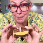 Vanilla Slice Hot Cross Buns served