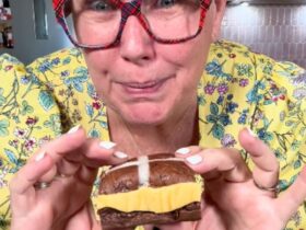 Vanilla Slice Hot Cross Buns served