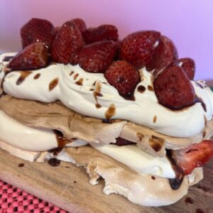 Air Fryer Pavlova served and food blog