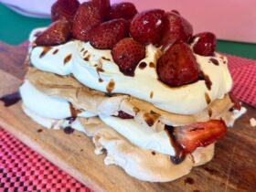 Air Fryer Pavlova served on board