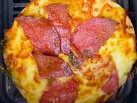 Air Fryer Tortilla Pizza in air fryer