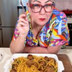 Asian BBQ Meatball Tray Bake eating