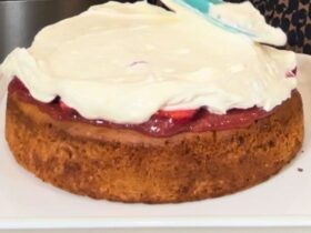 Homemade Whipped Cream on cake