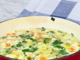 Lemon Chicken Egg Drop Soup in dish