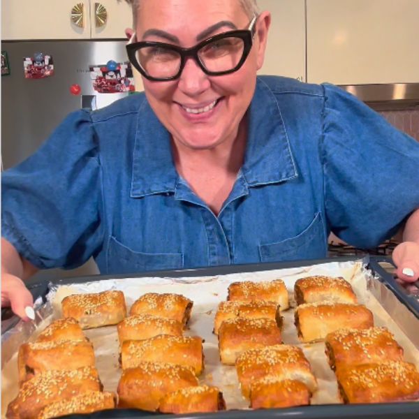 Sausage Rolls cooked on tray Sausage Rolls holding and cooked on tray