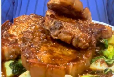 Sticky Pork Chops served on plate