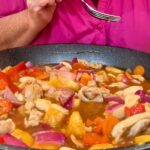 Sweet and Sour Chicken cooking in pan