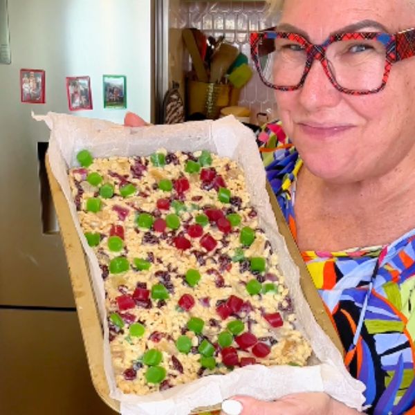 White Christmas Fudge in tray White Christmas Fudge in tray holding