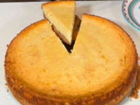 homemade cheesecake sliced