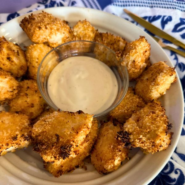 Air Fryer Buffalo Chicken Nuggets cooked