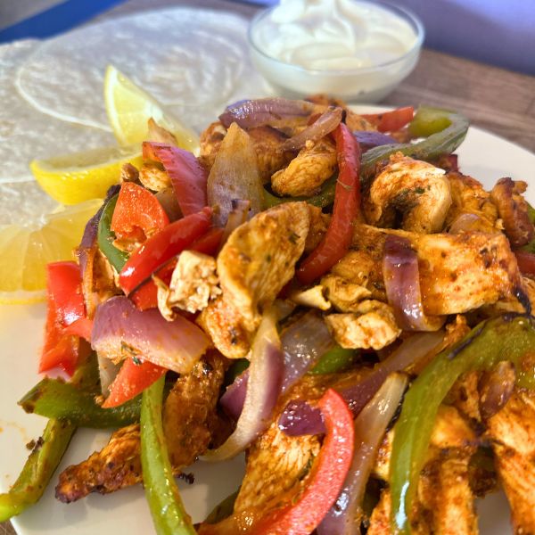 Air Fryer Fajita cooked Air Fryer Fajita cooked and served