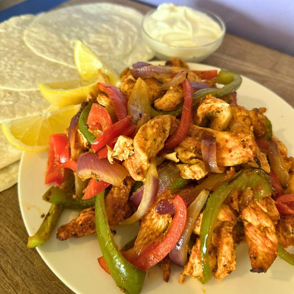 Air Fryer Fajita Air Fryer Fajita served on board