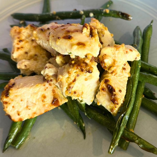 Air Fryer Honey Mustard Chicken served Air Fryer Honey Mustard Chicken served and cooked
