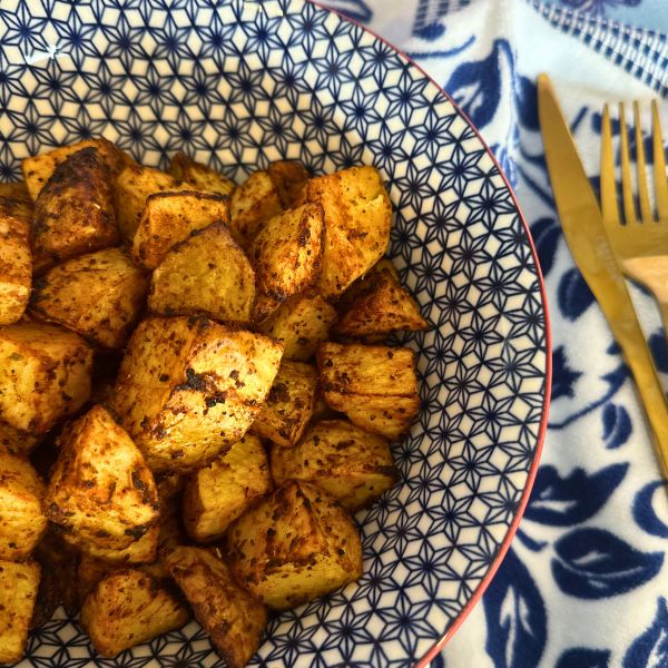 Air Fryer Roasted Potatoes served