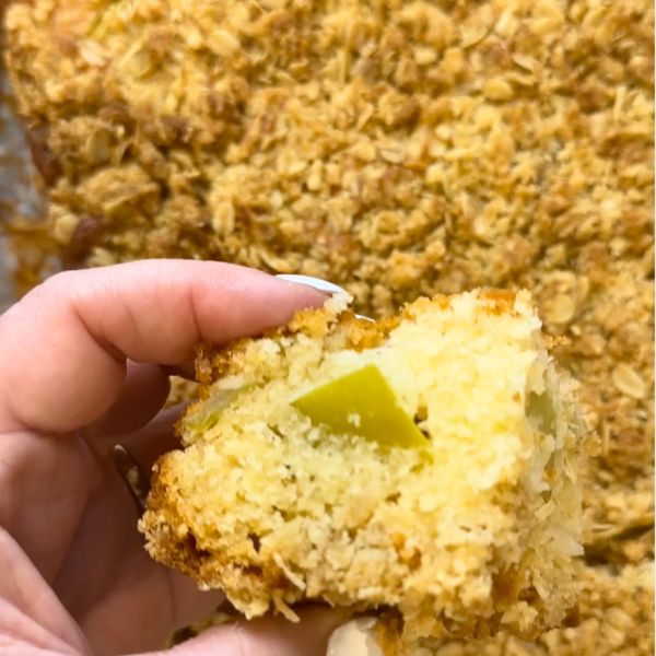 Apple Cake with Crumble cut Apple Cake with Crumble piece