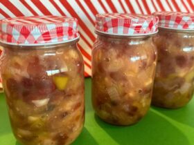 Apple and Cranberry Chutney in jars