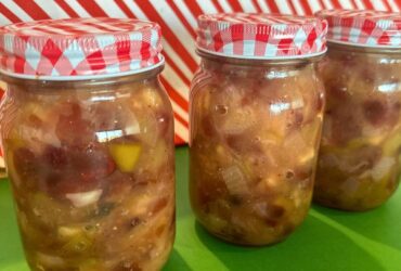 Apple and Cranberry Chutney in jars