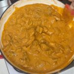Chicken Stroganoff cooked in pan