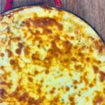 Chicken and vegetable mac and cheese cooked in pan