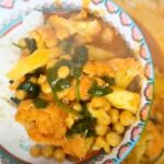 Chickpea and Cauliflower Curry served