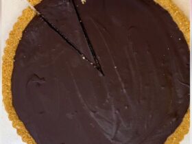 chocolate ganache tart sliced