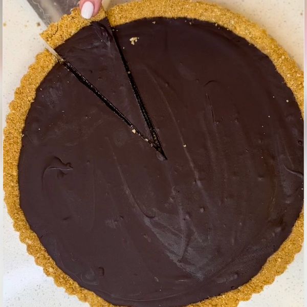 Chocolate Tanache Tart chocolate ganache tart sliced