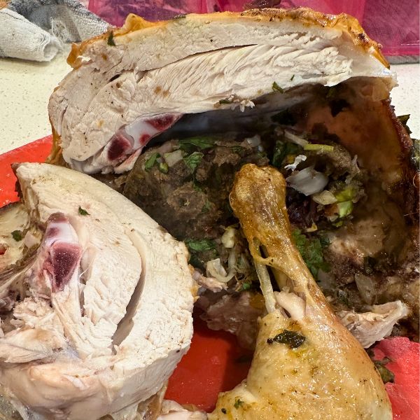 Christmas Roast Chicken cut Christmas Roast Chicken cut in half