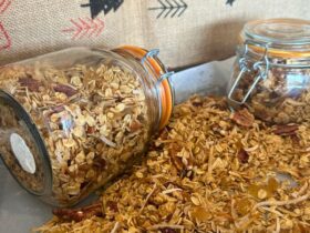 Gingerbread Granola in jars