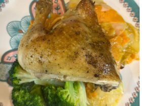 Roast Chicken and Potato Bake on plate