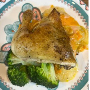 Roast Chicken and Potato Bake on plate