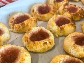 3 ingredient Coconut Jam Drops baked