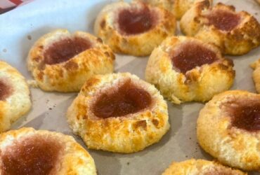3 ingredient Coconut Jam Drops baked