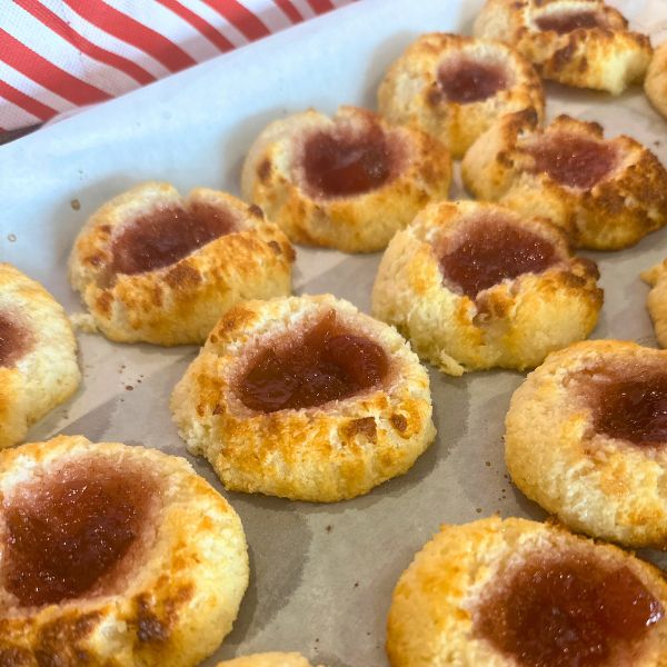 3 ingredient Coconut Jam Drops baked