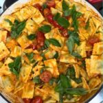 Beef Ravioli cooked served in dish