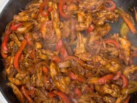Chicken Fajitas cooked in pan