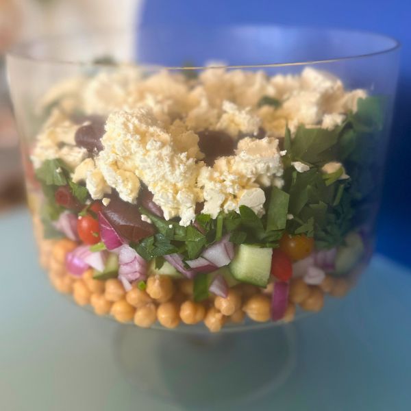 Mediterranean Salad in bowl Mediterranean Salad served